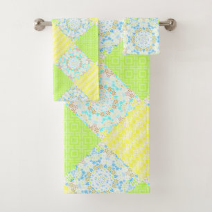 Patchwork quilt ornamental retro vintage floral ye bath towel set
