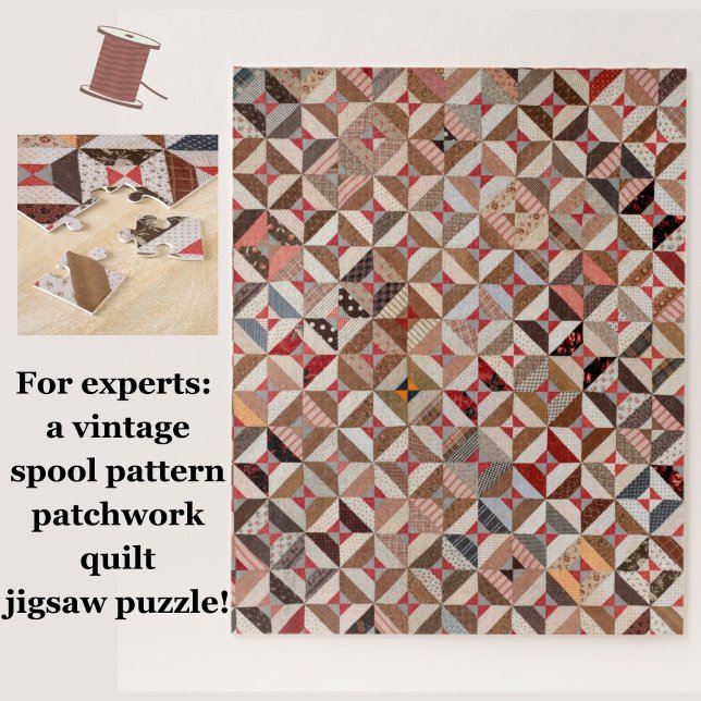 Patchwork Quilt Pattern Challenging Jigsaw Puzzle (A vintage spool pattern patchwork quilt jigsaw puzzle, for experts!)
