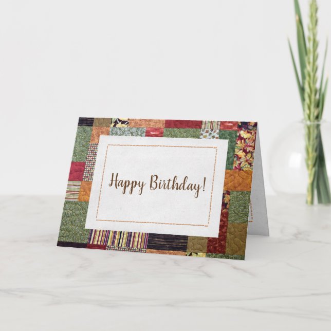patchwork quilt pattern for birthday card (Front)