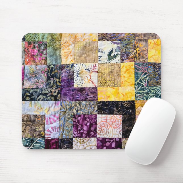 Patchwork Quilt Pattern Mouse Mat (With Mouse)