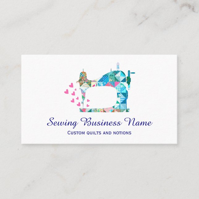 Patchwork Quilt Sewing Machine Business Card (Front)