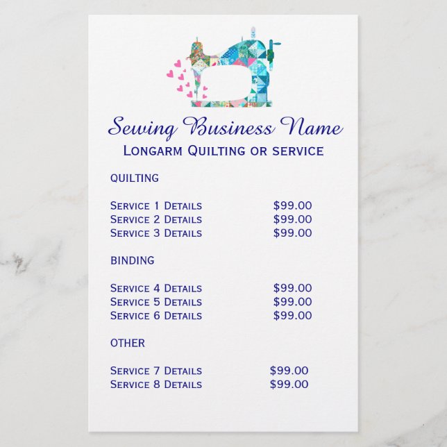 Patchwork Quilt Sewing Machine Business Flyer (Front)
