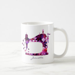 Patchwork Quilt Sewing Machine Coffee Mug