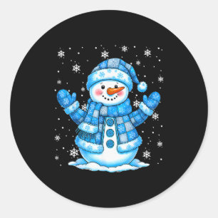 Patchwork Quilt Snowman Quilter Merry Christmas Pa Classic Round Sticker