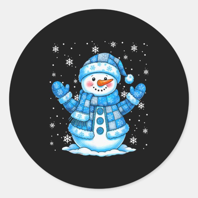 Patchwork Quilt Snowman Quilter Merry Christmas Pa Classic Round Sticker (Front)