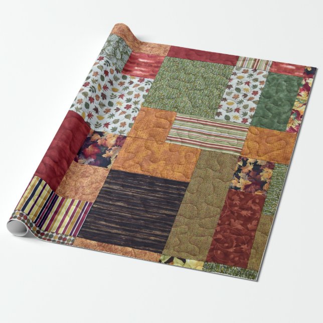 Patchwork Quilt Wrapping Paper (Unrolled)