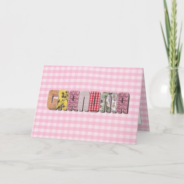 Patchwork Quilted Look For Grandma Card (Front)