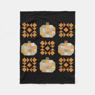 Patchwork Quilter Fall Pumpkin Quilt Block Autumn Fleece Blanket