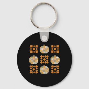 Patchwork Quilter Fall Pumpkin Quilt Block Autumn Key Ring