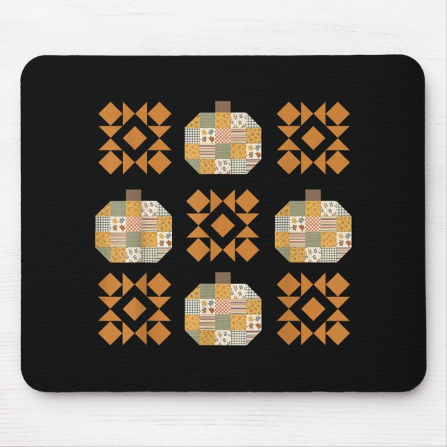 Patchwork Quilter Fall Pumpkin Quilt Block Autumn  Mouse Mat (Front)
