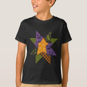 Patchwork Quilting Block Star Pattern Halloween Qu T-Shirt