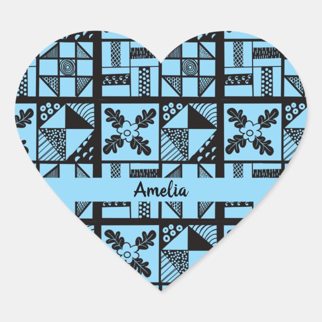 Patchwork Quilting Heart Sticker (Front)