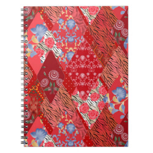 Patchwork, red, red patchwork notebook