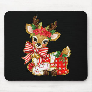 Patchwork Reindeer Preppy Girly Christmas Xmas Hol Mouse Mat