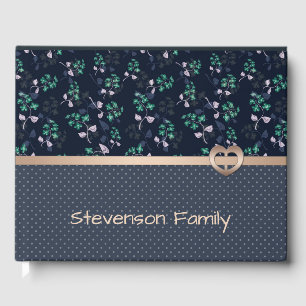 Patchwork, Retro, blau Guest Book