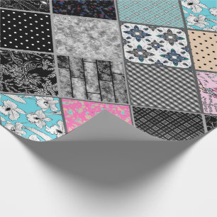 Patchwork retro vintage colors patchwork quilting wrapping paper