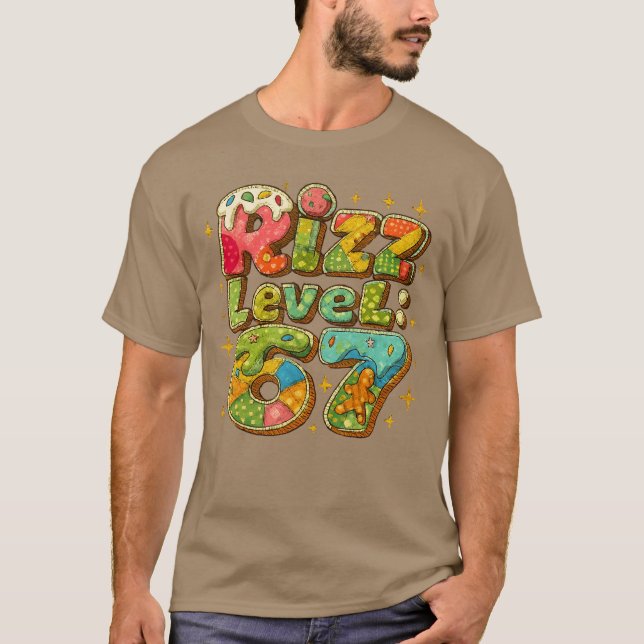 Patchwork Rizz Level 67 Funny Gamer Design foreens T-Shirt (Front)