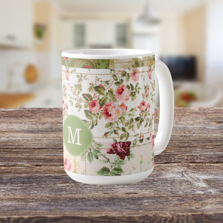 Patchwork Rose Custom Monogram Tea Coffee Mug
