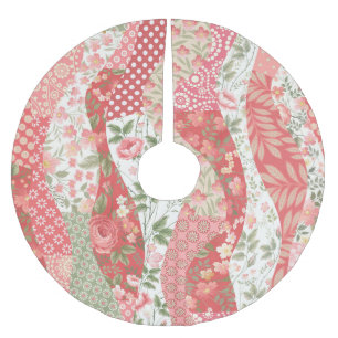 Patchwork roses: seamless pattern design. brushed polyester tree skirt