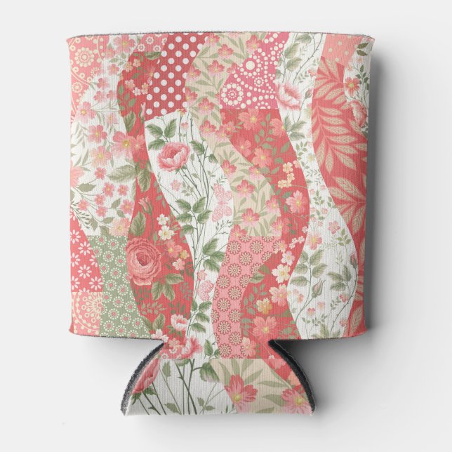 Patchwork roses: seamless pattern design. can cooler (Front)