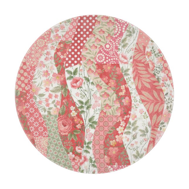 Patchwork roses: seamless pattern design. cutting board (Front)