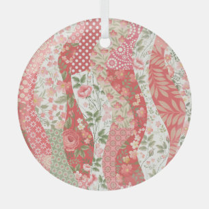 Patchwork roses: seamless pattern design. glass tree decoration