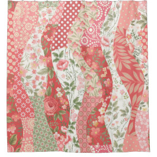 Patchwork roses: seamless pattern design. shower curtain