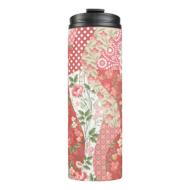 Patchwork roses: seamless pattern design. thermal tumbler (Front)