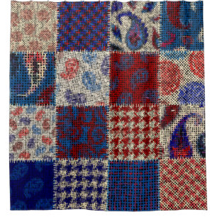Patchwork rough canvas, imitation pattern. shower curtain