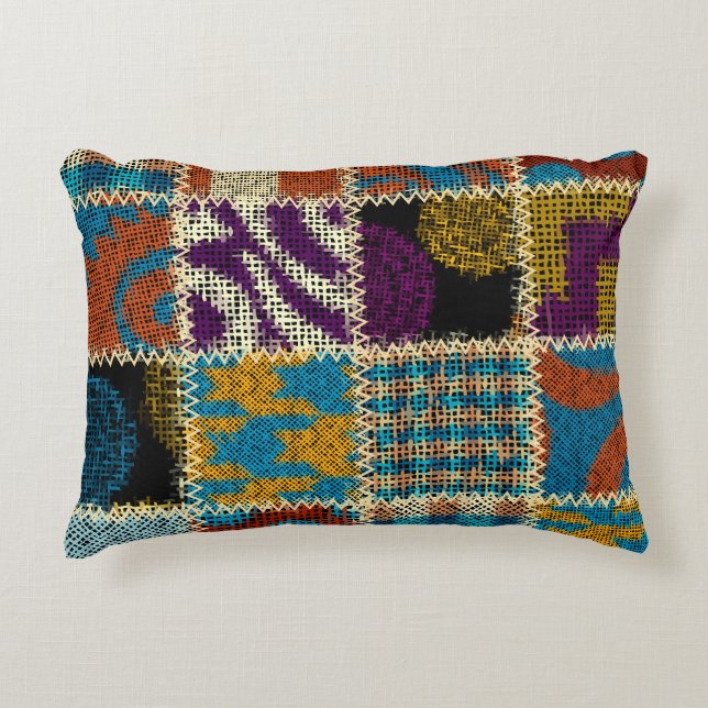 Patchwork Rough Canvas Seamless Pattern Decorative Cushion (Front)
