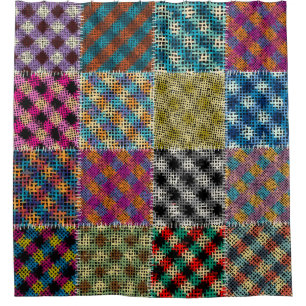 Patchwork Rough Canvas Squares Vintage Shower Curtain
