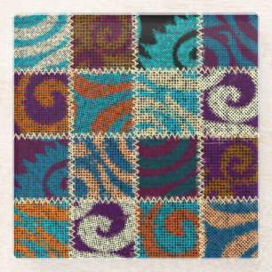 Patchwork Rough Canvas Vintage Imitation Glass Coaster