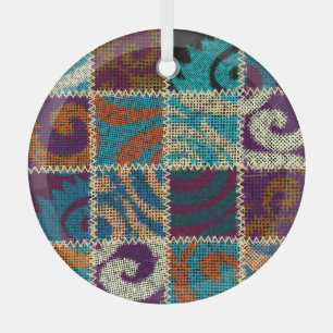 Patchwork Rough Canvas Vintage Imitation Glass Tree Decoration
