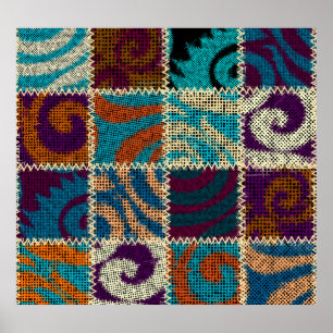 Patchwork Rough Canvas Vintage Imitation Poster