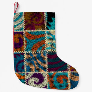 Patchwork Rough Canvas Vintage Imitation Small Christmas Stocking
