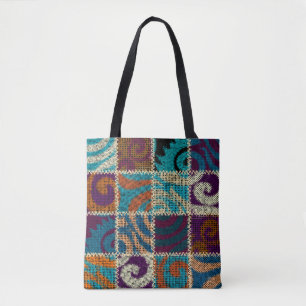 Patchwork Rough Canvas Vintage Imitation Tote Bag