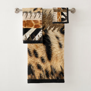 “Patchwork Safari Chic” Bath Towel Set