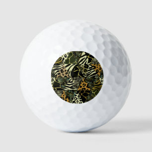 Patchwork Safari: Watercolor Animal Print. Golf Balls