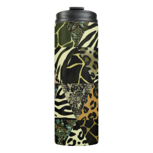 Patchwork Safari: Watercolor Animal Print. Thermal Tumbler
