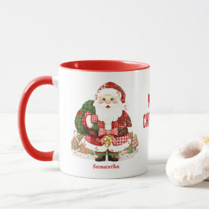 Patchwork Santa Claus Christmas Mug