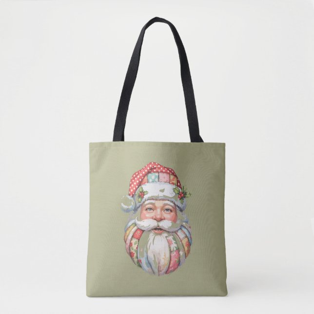 Patchwork Santa Claus Christmas Retro  Tote Bag (Front)