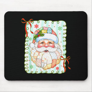 Patchwork Santa Claus Face Coquette Merry Christma Mouse Mat