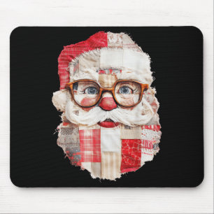 Patchwork Santa Claus Face Preppy Girly Christmas Mouse Mat