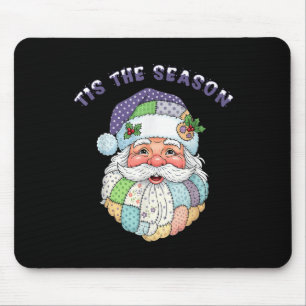 Patchwork Santa Claus Face Preppy Girly Christmas Mouse Mat