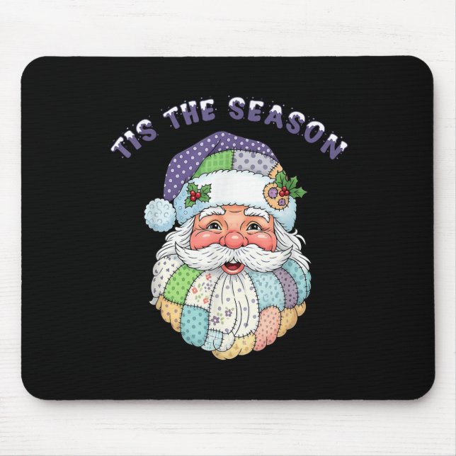 Patchwork Santa Claus Face Preppy Girly Christmas  Mouse Mat (Front)