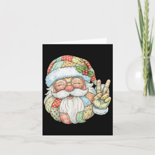 Patchwork Santa Claus Retro Christmas Funny Mens W Card (Front)