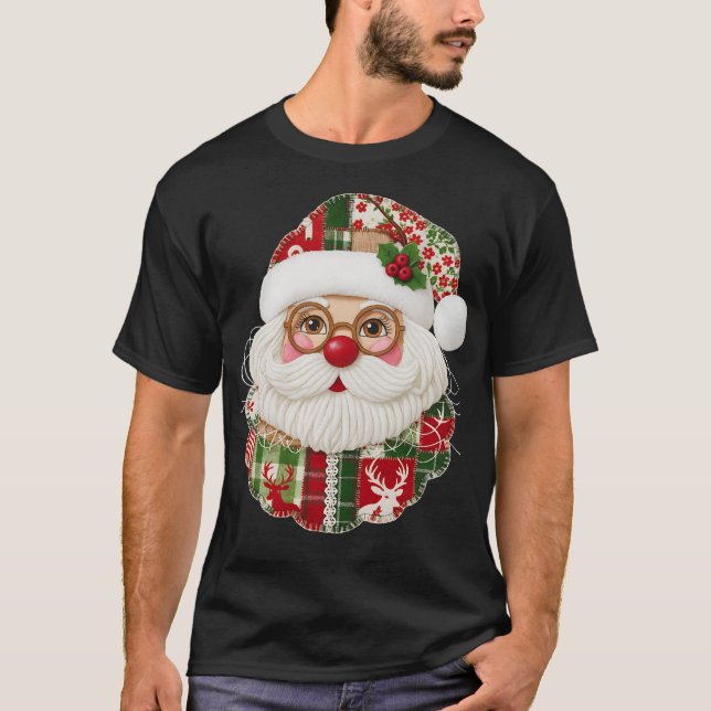 Patchwork Santa Claus T-Shirt (Front)