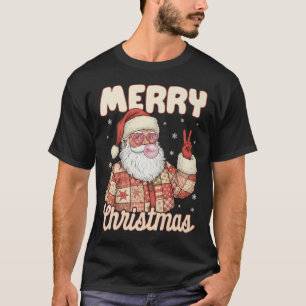 Patchwork Santa Claus Xmas Merry Christmas Men Wom T-Shirt