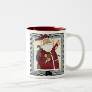 Patchwork Santa Country Christmas Mug
