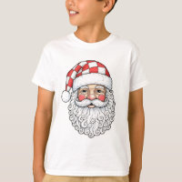 Patchwork Santa Face Doodle Art Pen Ink Style Kids
